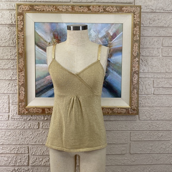 Spenser Evening Gold Lurex Chainmail Straps Top - Picture 6 of 15